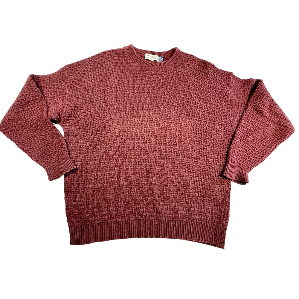 VTG Andhurst Chunky Sweater Men XL Red Cable Knit 90s Fisherman Grunge Preppy